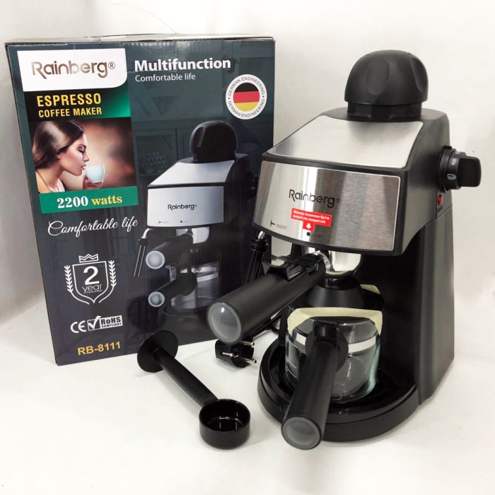 Електрична кавоварка для домашнього використання Rainberg, Маленька кавомашина для дому FL-89