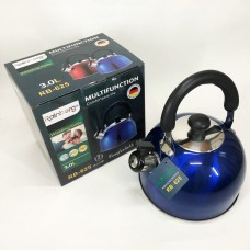 Якісний металевий чайник Rainberg RB-625 3 л, Чайник зі свистком зі зручною нейлоновою ручкою HN-34