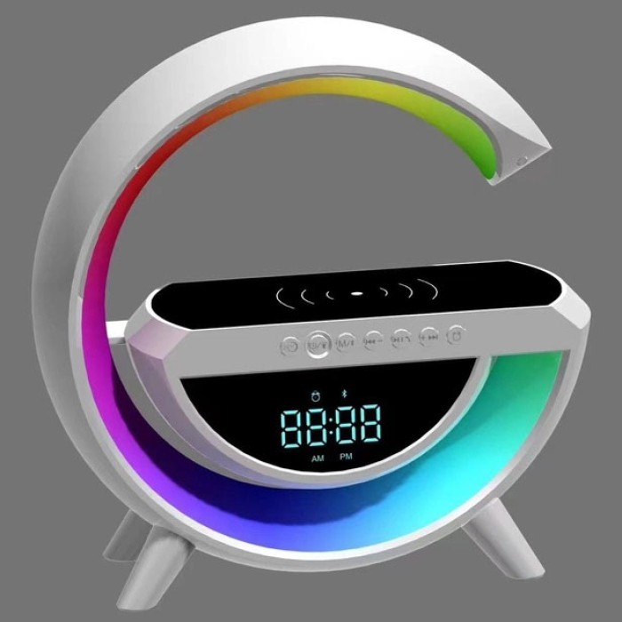 Бездротова зарядка-нічник для гаджетів з годинником G-Smart BT-3401, Настільна смарт лампа RS-41