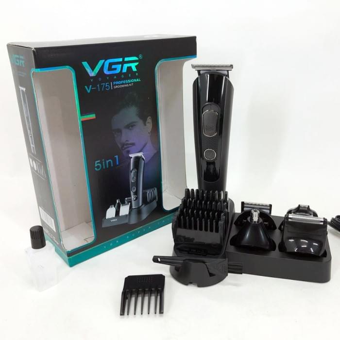 Багатофункціональна акумуляторна машинка для стрижки VGR V-175, Професійний тример OB-892 з насадками