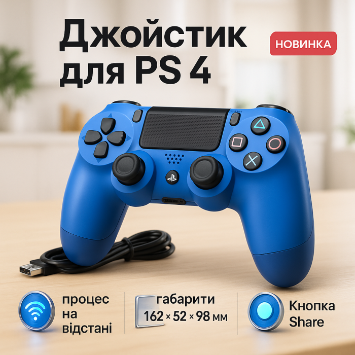 Джойстик DOUBLESHOCK для PS 4, бездротовий ігровий геймпад PS4/PC акумуляторний джойстик. Колір синій OD-11
