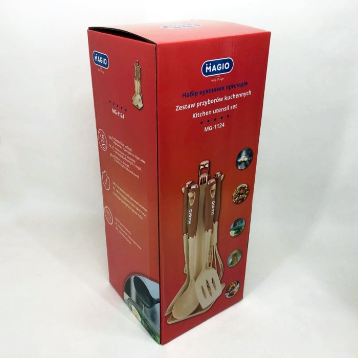 Набір кухонний лопатка Magio MG-1124, Набір силіконових кухонних інструментів для кулінарії KX-62