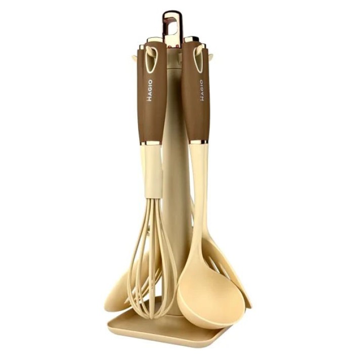 Набір силіконових приладдя на підставці, Кухонний набір для маленької кухні, Предмети кухонного начиння AY-50