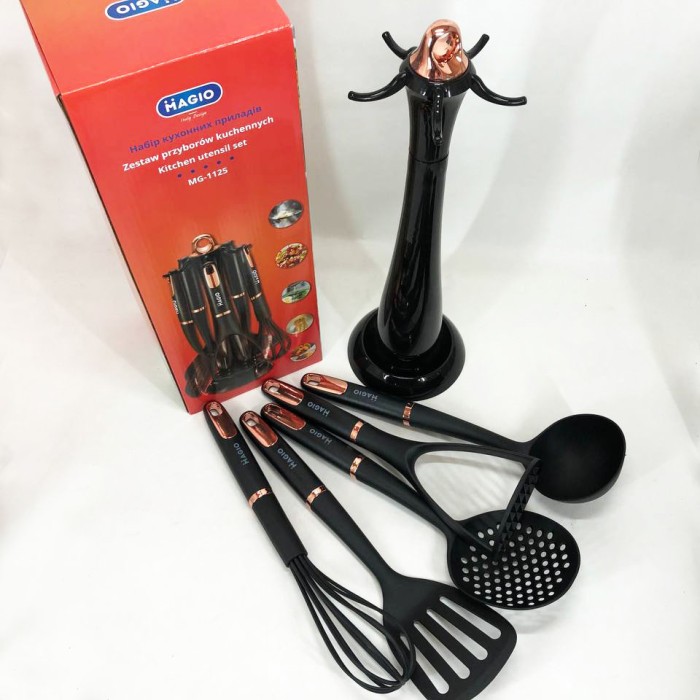 Хороший кухонний набір на підставці, Набір кухарського нейлонових лопаток KC-71