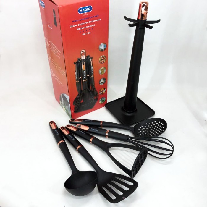 Нейлоновий набір для кухні, Кухонні набори на підставці, Кухонний набір силіконовий CW-70