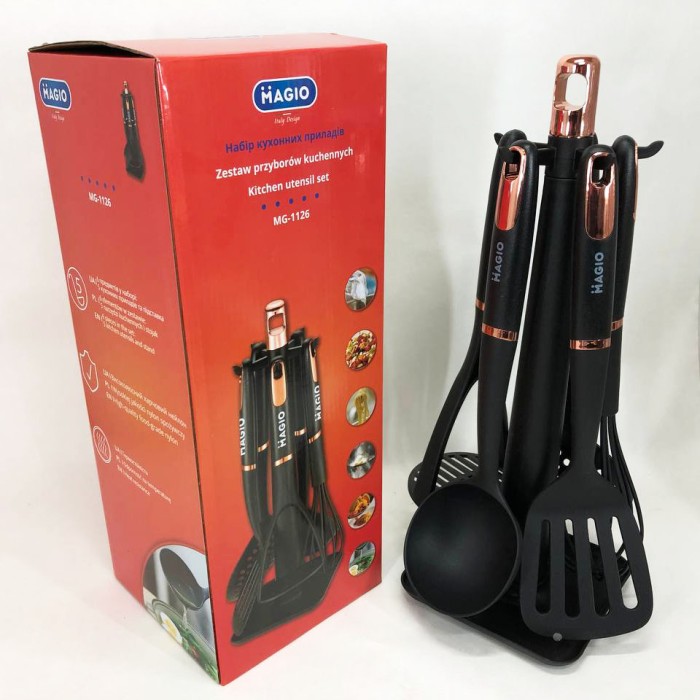 Нейлоновий набір для кухні, Кухонні набори на підставці, Кухонний набір силіконовий CW-70