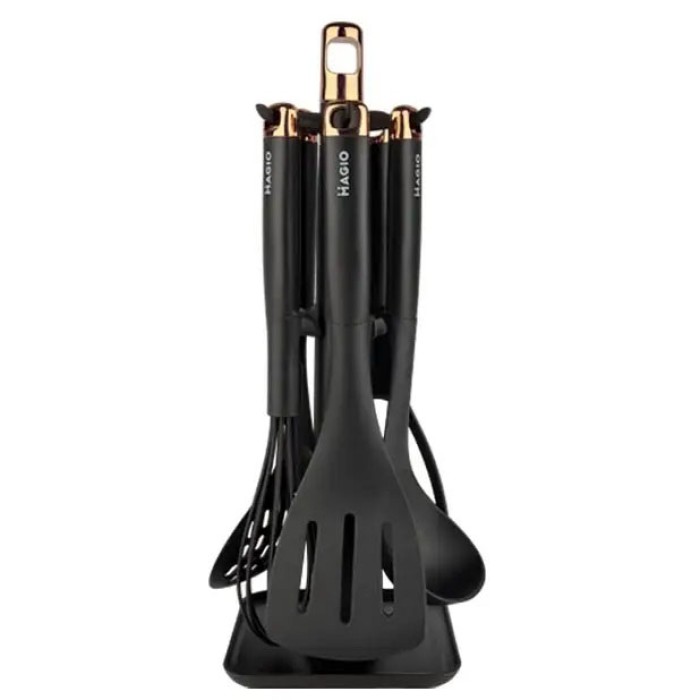 Набори лопаток для кухні Magio, Ергономічний кухонний набір із силікону, Кухонний набір з підставкою EL-81