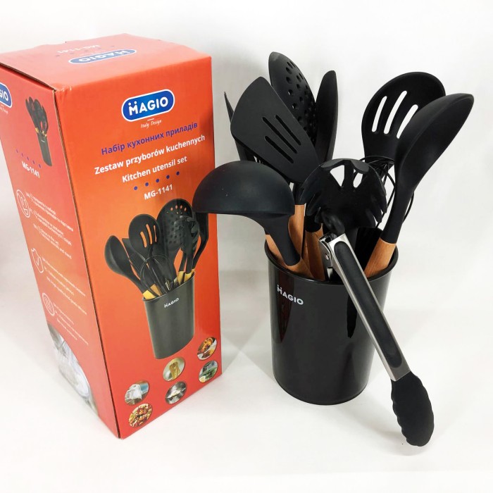 Кухонні набори на підставці, Хороший кухонний набір на підставці, Силіконовий кухонний набір лопаток LZ-94