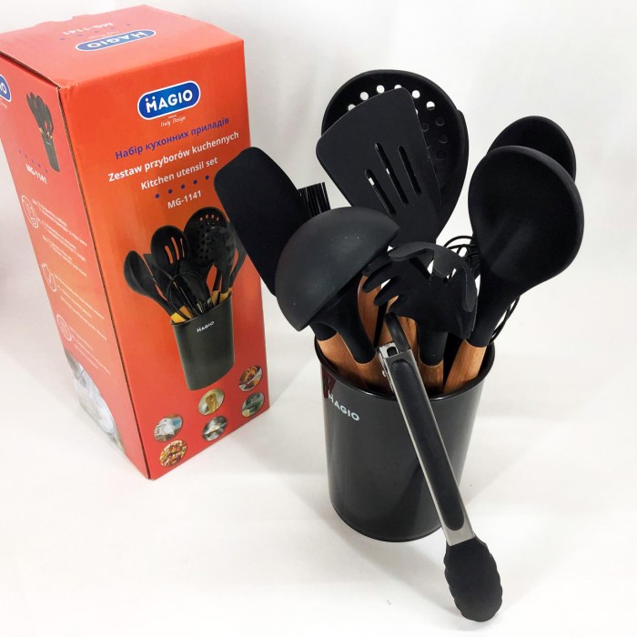 Кухонні набори на підставці, Хороший кухонний набір на підставці, Силіконовий кухонний набір лопаток LZ-94
