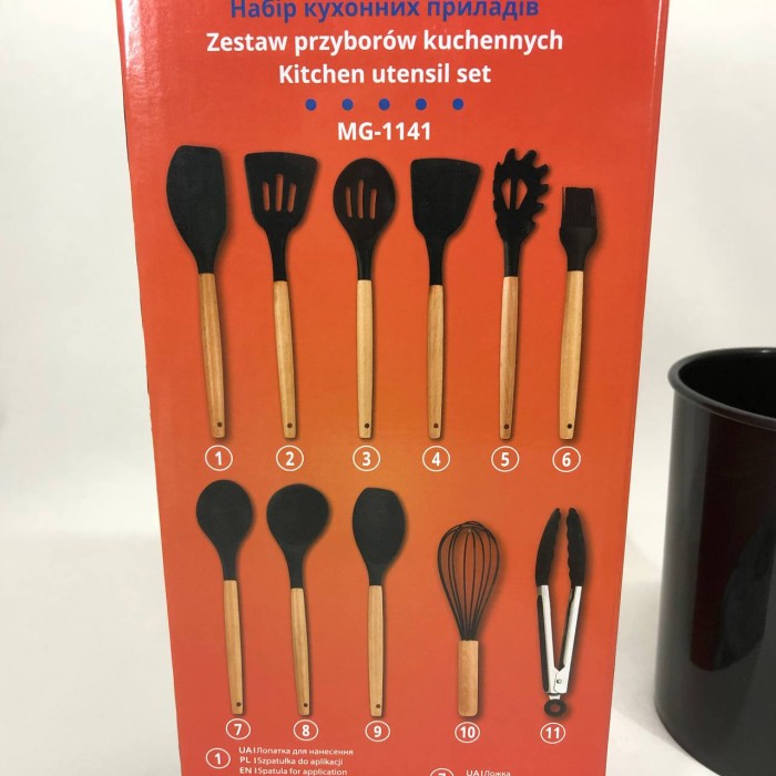 Кухонні набори на підставці, Хороший кухонний набір на підставці, Силіконовий кухонний набір лопаток LZ-94