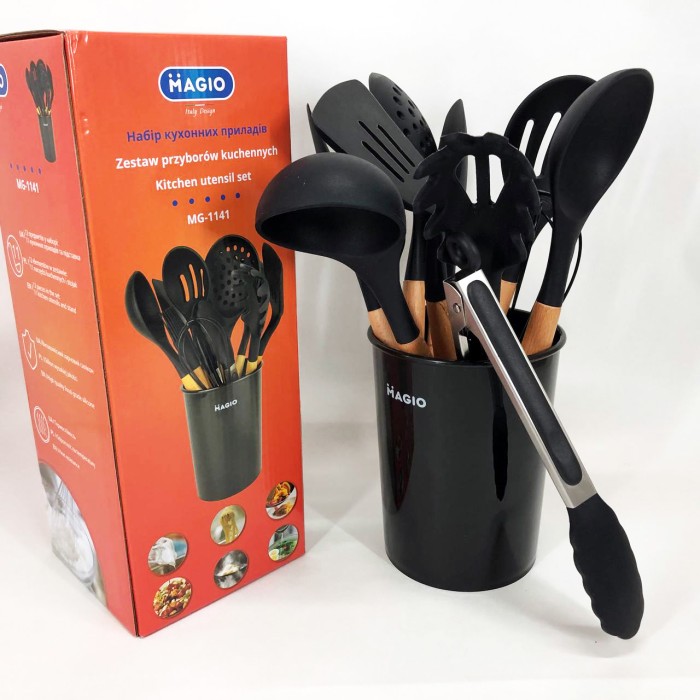 Кухонні набори на підставці, Хороший кухонний набір на підставці, Силіконовий кухонний набір лопаток LZ-94