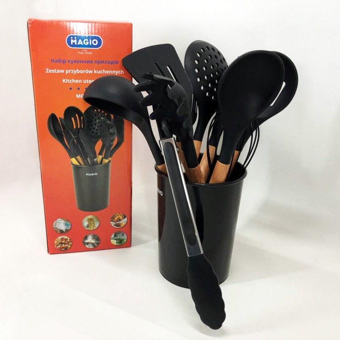 Набір для господині кухонний, Кухонні аксесуари силікон, Набір кухонного приладдя на підставці MU-50
