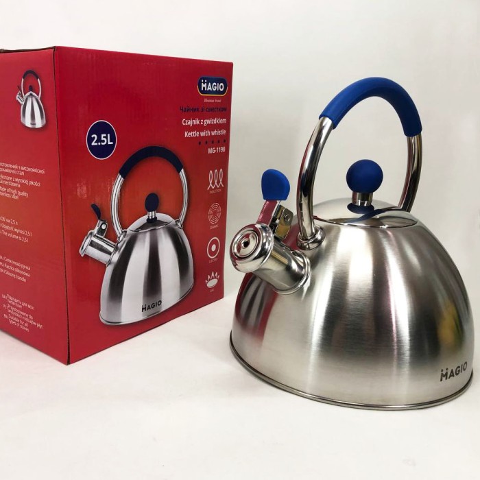 Чайник зі свистком нержавіюча сталь Magio MG-1190 2.5 л, Чайники зі свистком заварювальні чайники JK-80