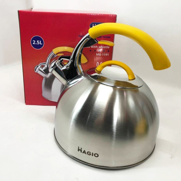 Чайник з одинарним дном Magio MG-1191 2.5 Л, Чайник зі свистком для кип'ятіння Гарний для плит IQ-67