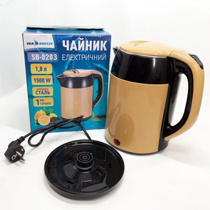 Електрочайник чайний SeaBreeze SB-0203 1.8 Л 1500 Вт, Електрочайник відмінний, Потужний GU-399 кухонний чайник