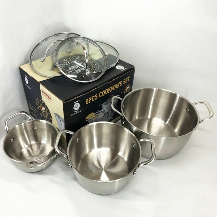 Набір посуду для електричних плит 6, Каструлі з кришками, Комплект металевих каструль AY-31