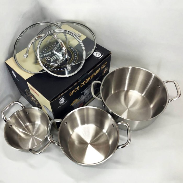 Набір посуду для електричних плит 6, Каструлі з кришками, Комплект металевих каструль AY-31