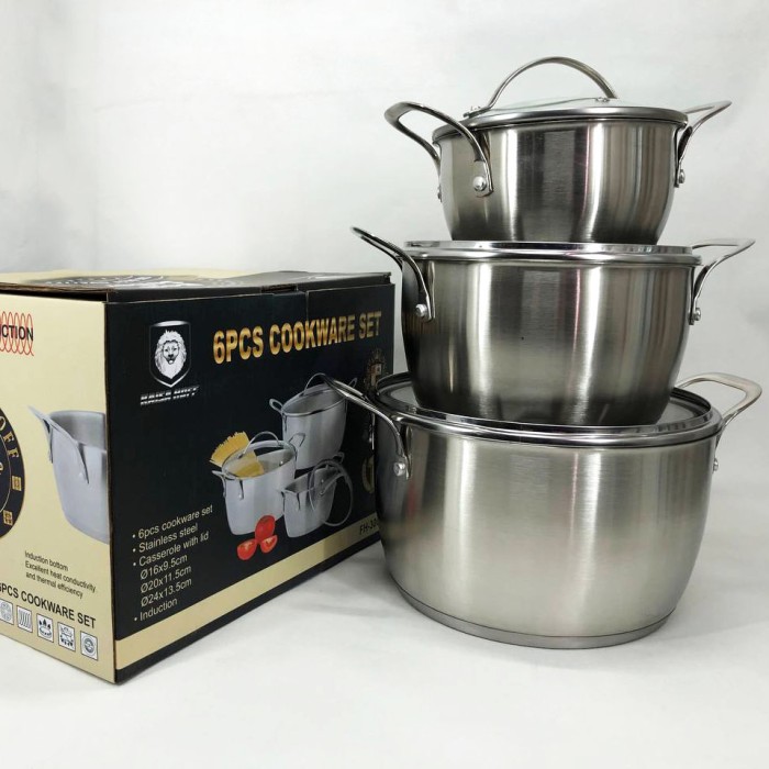 Набір посуду для електричних плит 6, Каструлі з кришками, Комплект металевих каструль AY-31