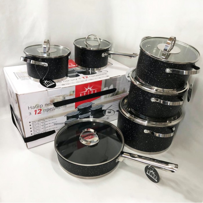 Набір каструль з антипригарним дном, Фірмові набори каструль Набір з жаростійкою кришкою QN-89