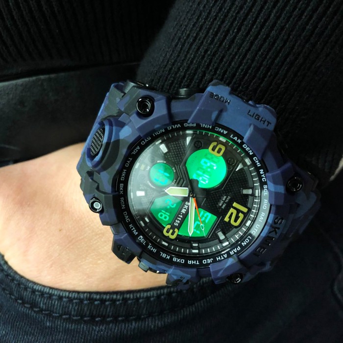 Годинники наручні електронні для хлопців SKMEI 1155BCMBU, Водонепроникні годинники 50 м HA-82