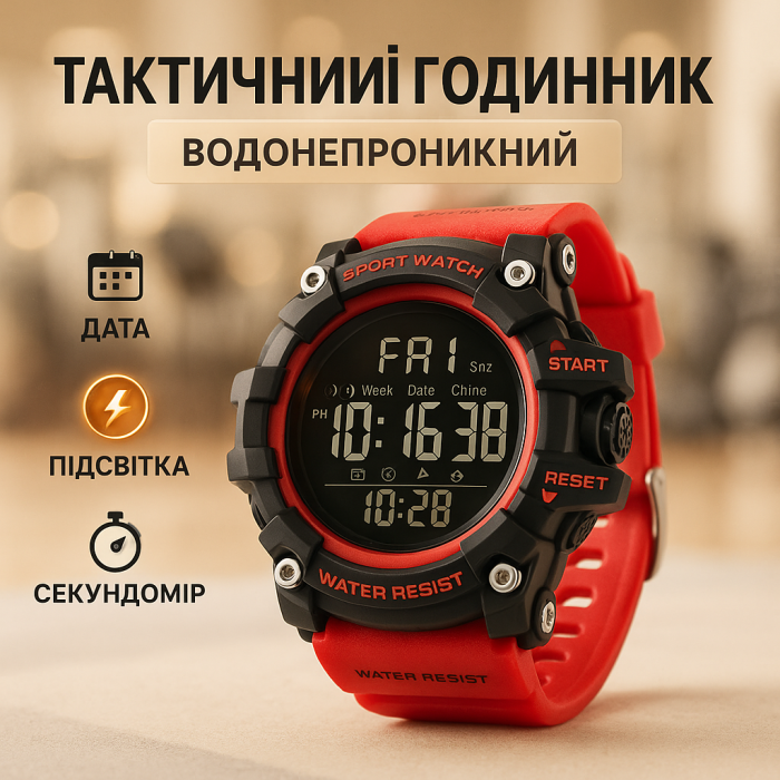 Годинник наручний чоловічий SKMEI 1384RD, чоловічий тактичний годинник, протиударний годинник, годинник спортивний