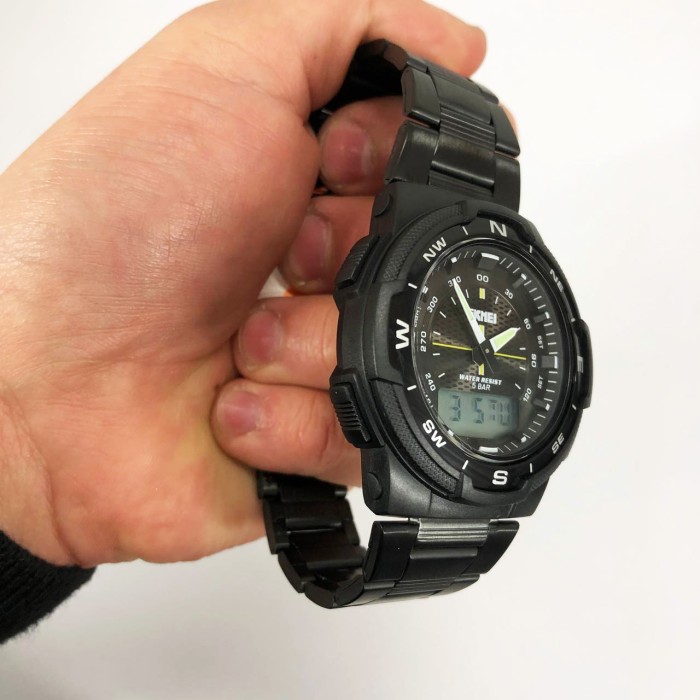 Водонепроникні наручні електронні годинники для чоловіків SKMEI 1370BKWT, Фірмові спортивні годинники ZD-73