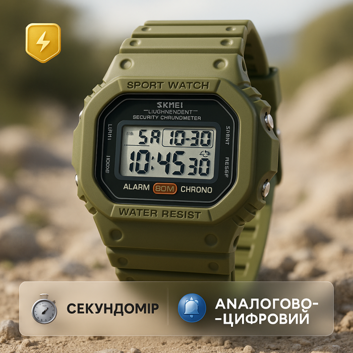 Якісний чоловічий тактичний годинник SKMEI 1628AGWT, Армійський наручний годинник для чоловіка UZ-40
