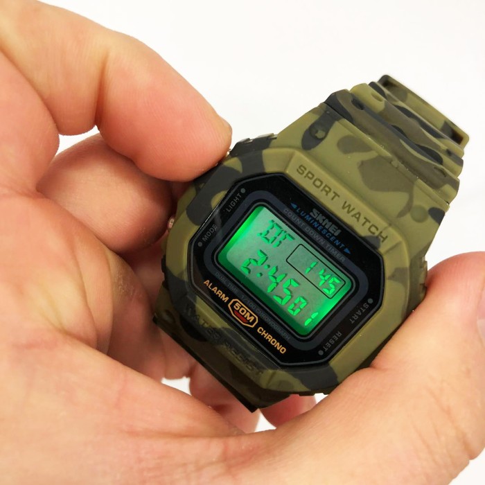 Водонепроникний годинник з гарантією SKMEI 1628CMGN, Чоловічий круглий спортивний годинник UO-91