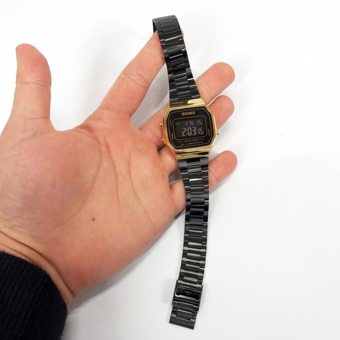 Чоловічі наручні годинники вінтажні ретро SKMEI 1647GDBK, Годинники old school Ретро JI-60