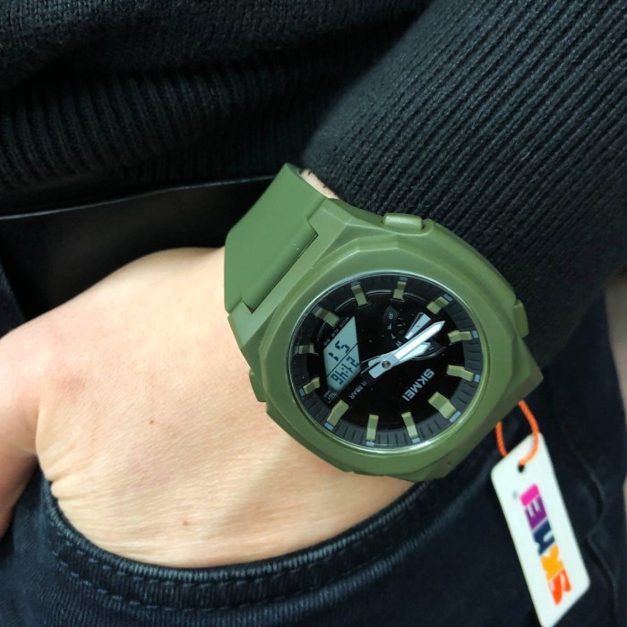 Годинники для туризму SKMEI 2091AGWT, Чоловічі круглі спортивні годинники Протиударні OR-68