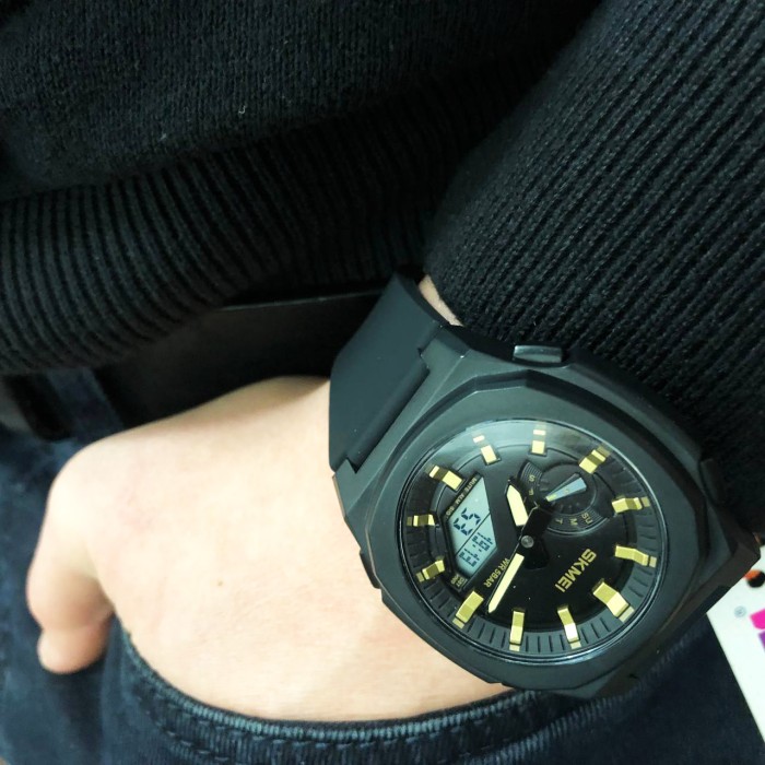 Оригінальні брендові годинники для чоловіка SKMEI, Стильні чорні чоловічі наручні годинники HT-64