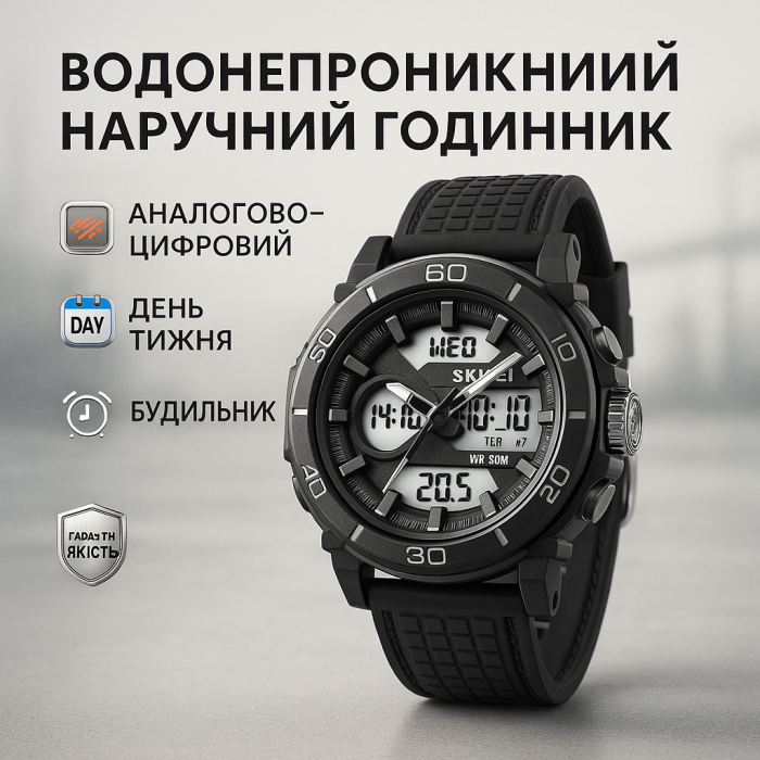 Годинник спортивний армійський SKMEI 2098BKWT, Протиударний годинник Наручний для армії SM-51