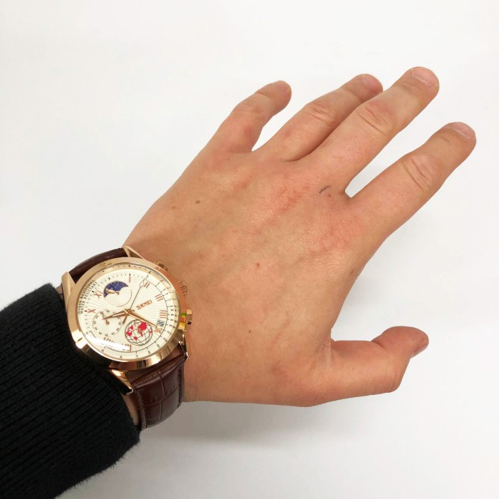 Наручний чоловічий класичний бізнес-годинник SKMEI 9236RGSI, Повсякденний чоловічий годинник SR-61