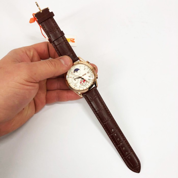 Наручний чоловічий класичний бізнес-годинник SKMEI 9236RGSI, Повсякденний чоловічий годинник SR-61