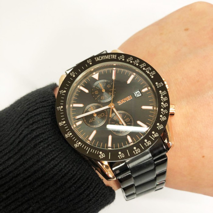 Повсякденний кварцовий наручний чоловічий годинник SKMEI 9253RGBK, Годинник чоловічий в строгому стилі PQ-92