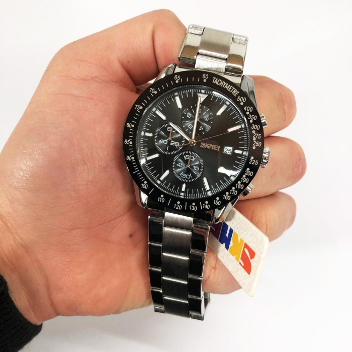 Елегантні годинники для чоловіків SKMEI 9253SIBK, Оригінальні чоловічі кварцові наручні годинники SI-61