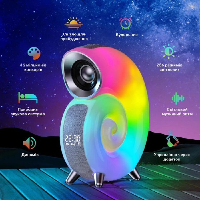 Нічник багатофункціональний і бездротовою зарядкою, Розумний нічник з бездротовою зарядкою та колонкою ZE-60