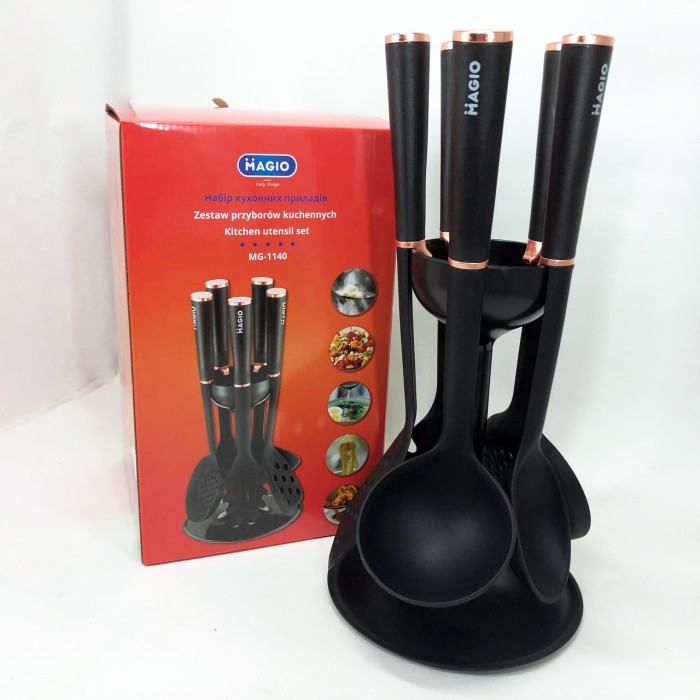 Силіконові кухонні приналежності для готування MAGIO MG-1140, Кухонне приладдя з тефлоновим покриттям IO-54