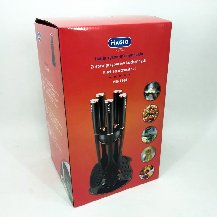 Силіконові кухонні приналежності для готування MAGIO MG-1140, Кухонне приладдя з тефлоновим покриттям IO-54