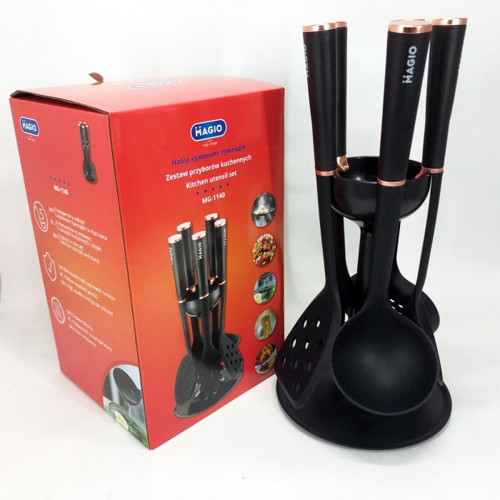Силіконові кухонні приналежності для готування MAGIO MG-1140, Кухонне приладдя з тефлоновим покриттям IO-54