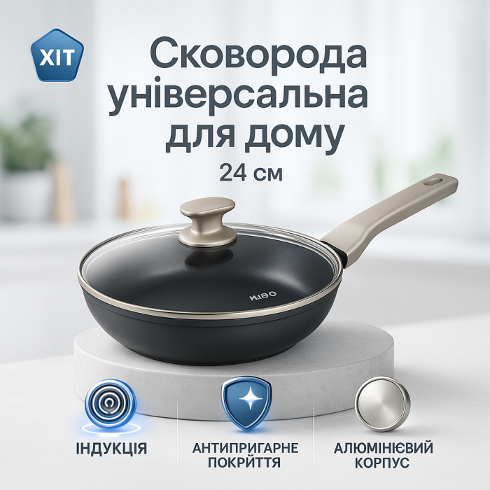 Сковорода для індукційних варильних панелей Magio, Сковорода антипригарна індукційна XB-22