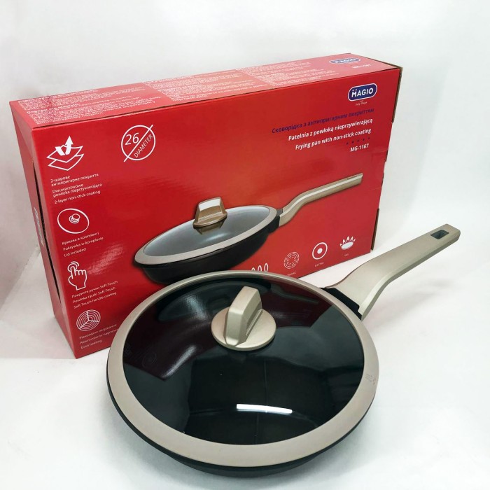 Зручна сковорода для дому Magio MG-1167 26 см, Сковорода фірмова глибока для дому TD-30