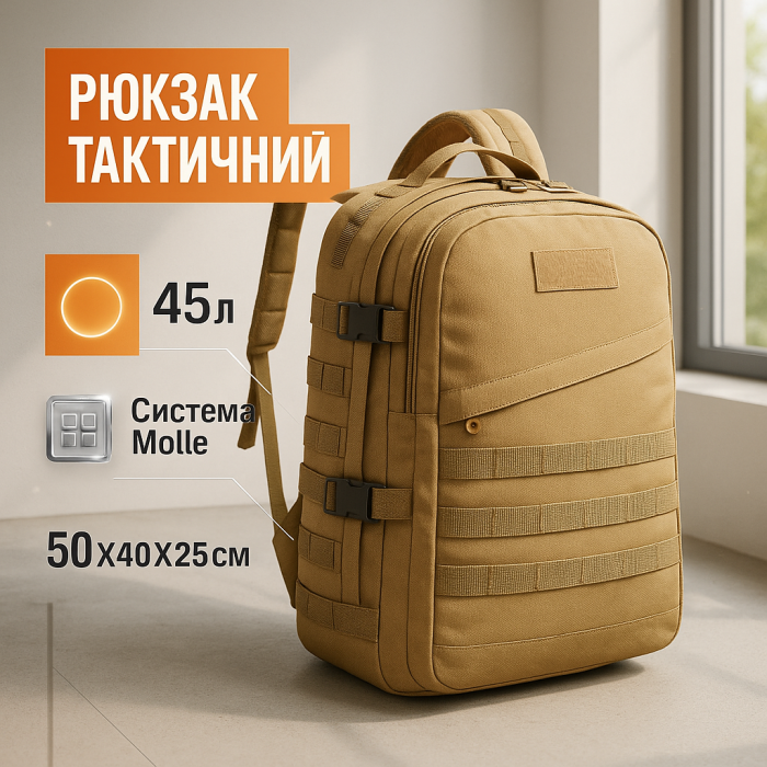Рюкзак тактичний штурмовий, укріплений військовий рюкзак для армії, Рюкзак туристичний армійський