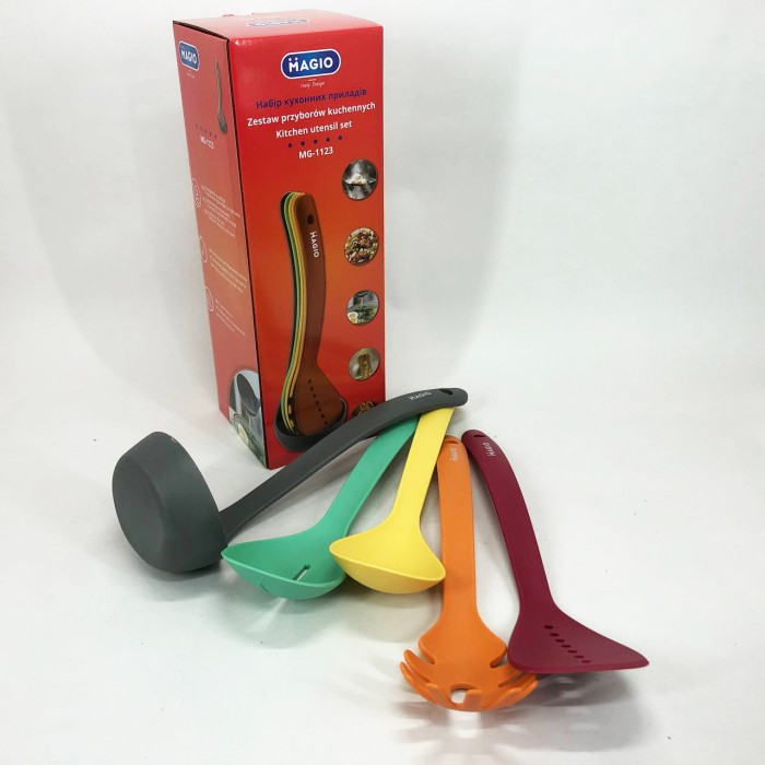 Кухонний набір силіконовий Magio, Підставка під кухонні аксесуари силікон, Набір кухонного інвентарю JY-62