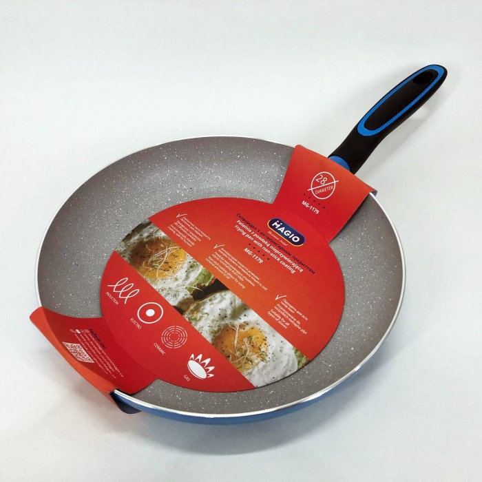 Зручна сковорода для індукційної плити Magio MG-1179 28 см, Антипригарна сковорода для овочів OZ-73