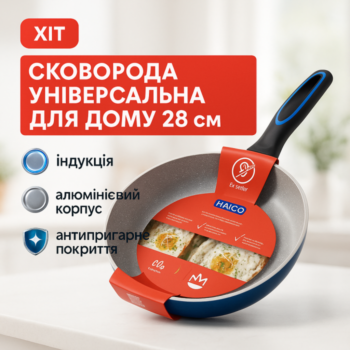 Зручна сковорода для індукційної плити Magio MG-1179 28 см, Антипригарна сковорода для овочів OZ-73