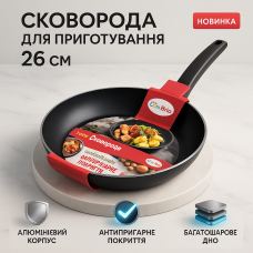 Сковорода 26 см Con Brio СВ-2622 FULL INDUCTION, Сковорода з індукційним дном, антипригарна сковорода