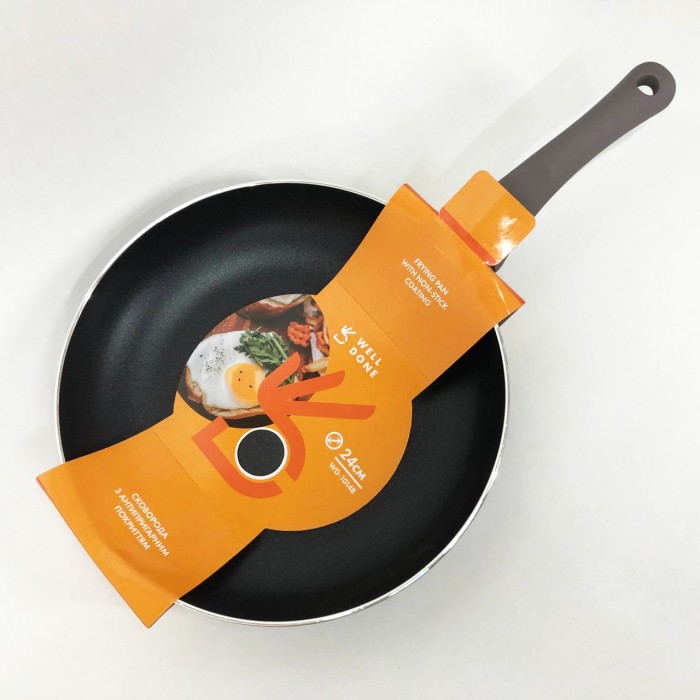 Легка сковорода для повсякденного використання WELL DONE WD-1014B 24 см, Сковорода зручна на кухню BP-97