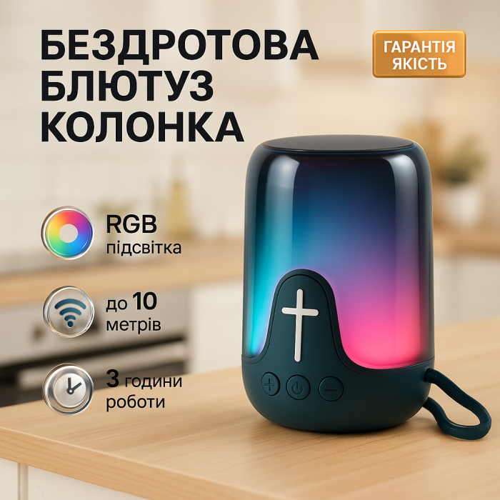 Колонка на акумуляторі маленька TG652, Bluetooth колонка зі світловою музикою, Колонки для музики вдома IG-53