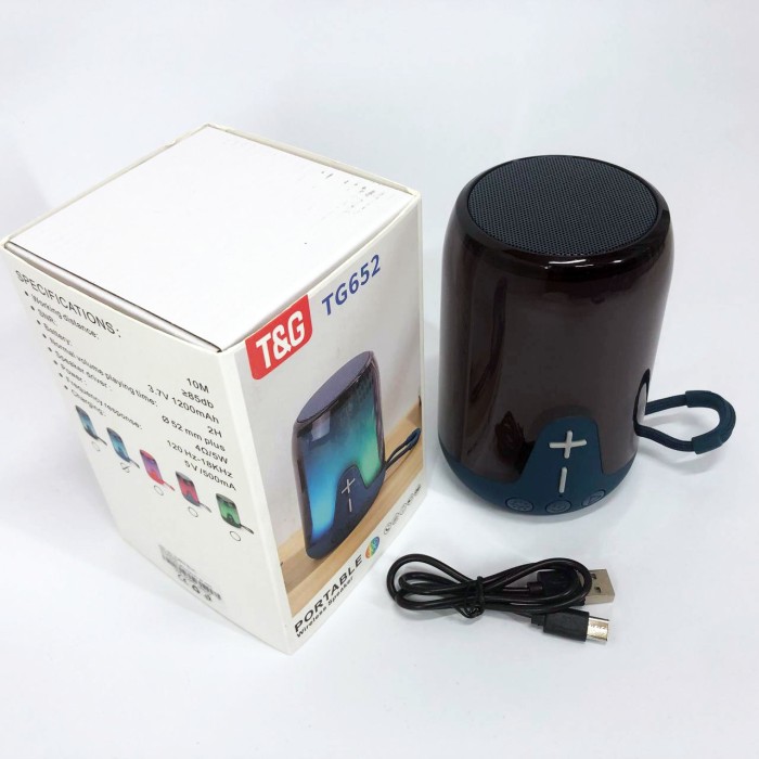 Колонка на акумуляторі маленька TG652, Bluetooth колонка зі світловою музикою, Колонки для музики вдома IG-53